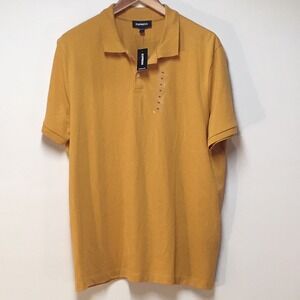 Express Men XL Polo Shirt Yellow Short Sleeve 100% Cotton Preppy Golf Colorful